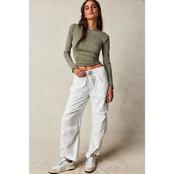 Free People Denim - Free People We The Free Modern Love Pull-On Jeans in Optic White Size Large